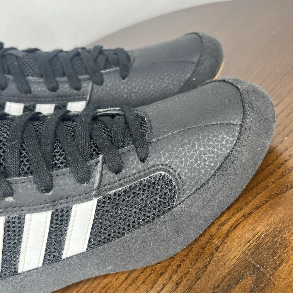 Adidas HVC 2 Shoes Men's 6 Black Wrestling Boxing Athletic Gum‎ Sole Sneakers